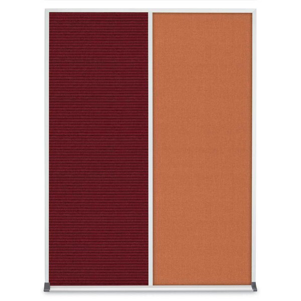 United Visual Products Double Door Radius Corkboard, 48"X36", S UV8003-SATIN-RUBBER - main